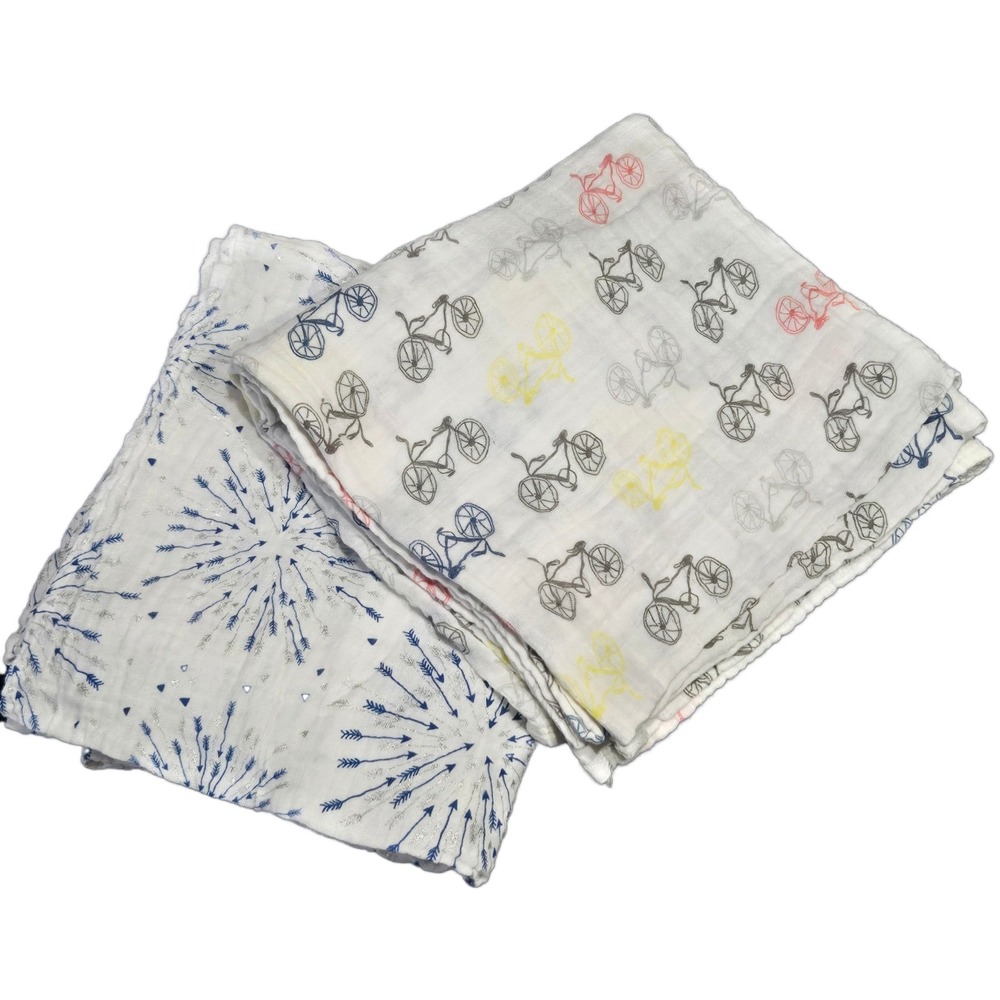 Baby Blankets 2pk Bicycles, Arrows Silver 44in x 84-88in Baby